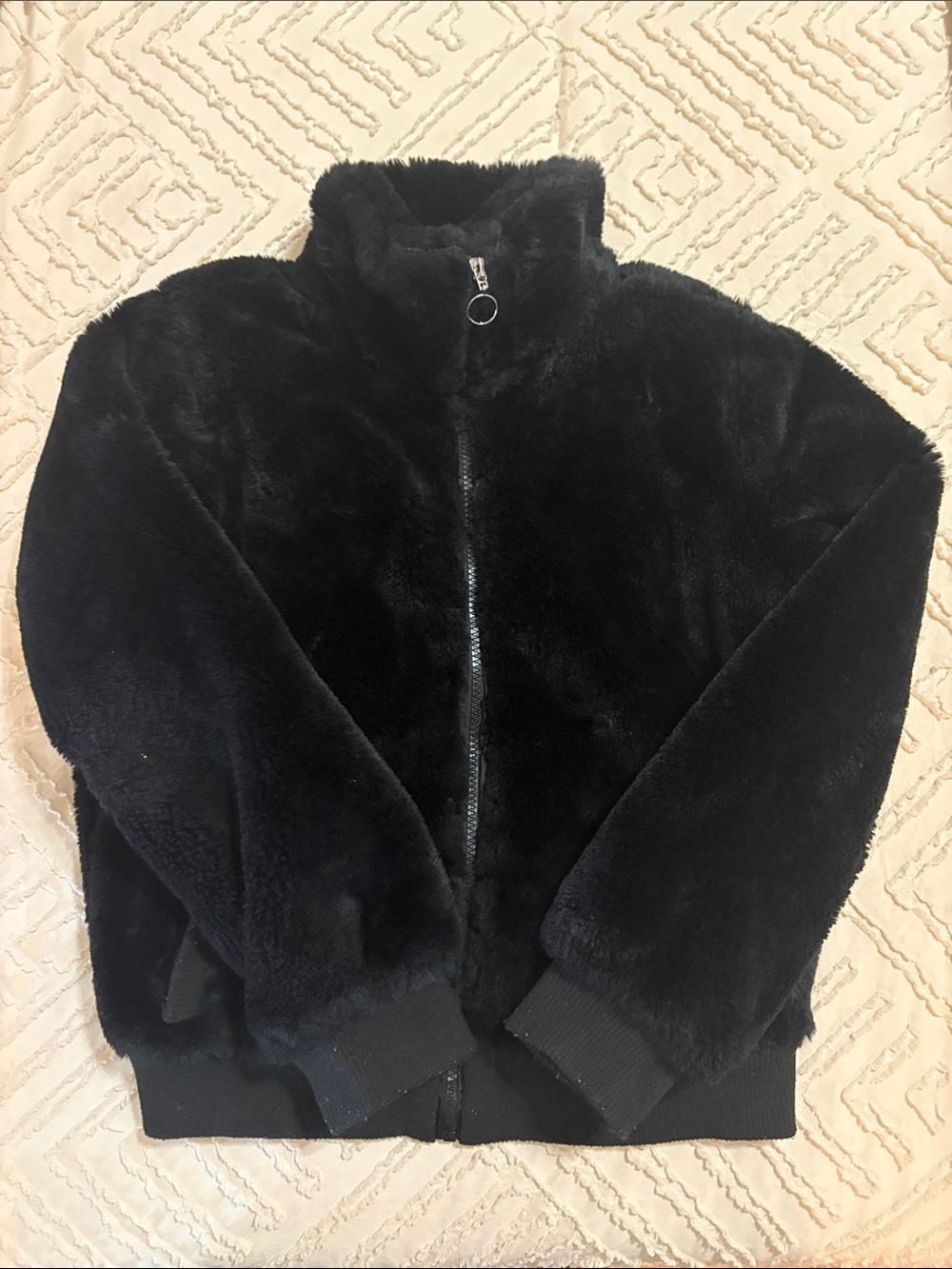 Urban Republic Girls Black Plush Faux Fur Jacket